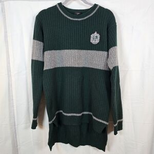 Harry Potter Slytherin Quidditch Lambswool Sweater Large Green Gray Scotland
